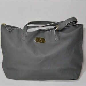 Gray Leather Zipper Tote Bag Joy Mangano